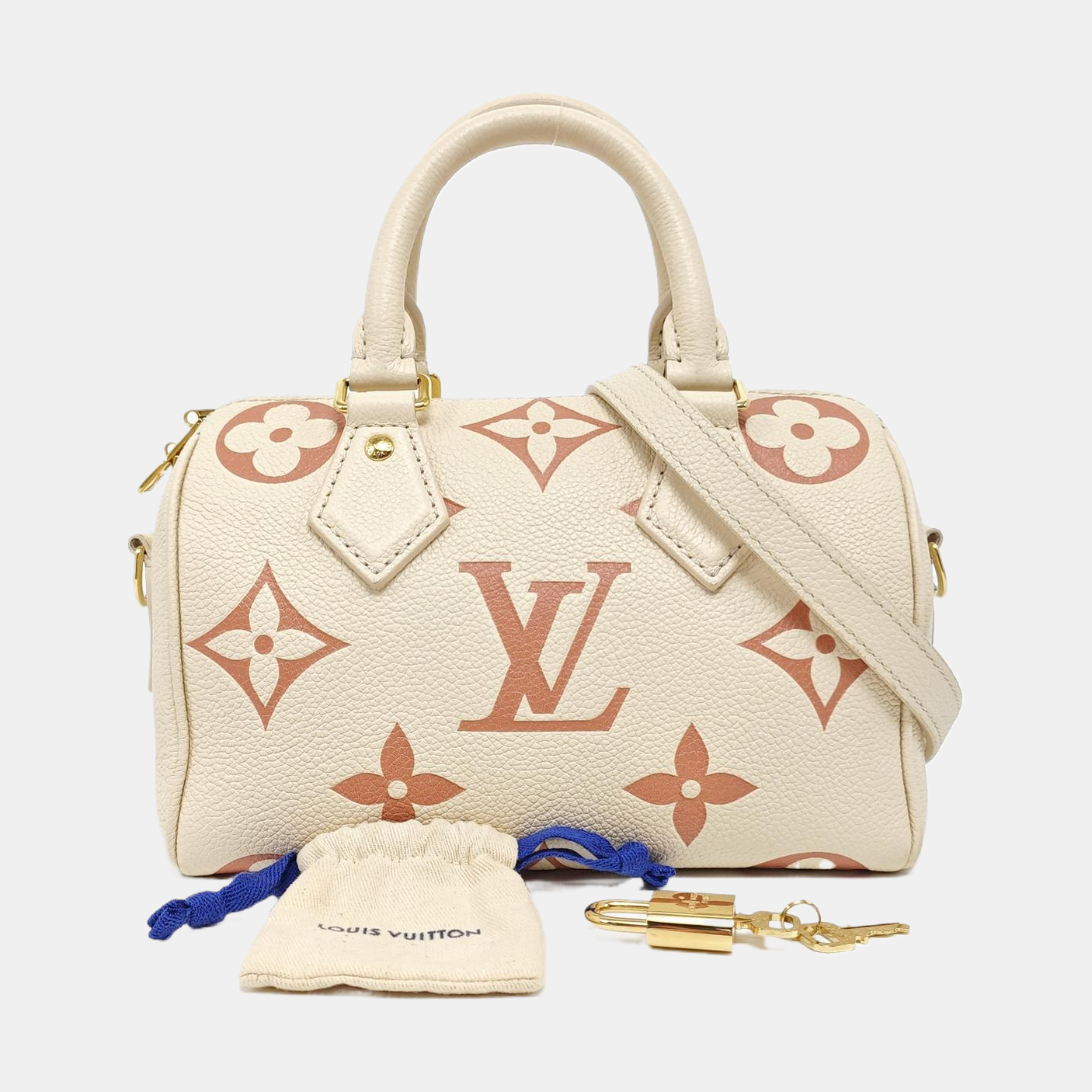 SPEEDY 20 Monogram Calfskin Beige