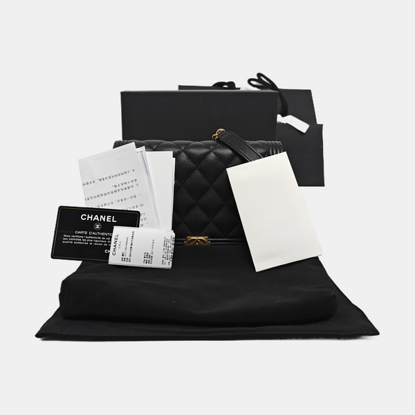 BOY CHANEL Mini Quilted Grained Calfskin Black
