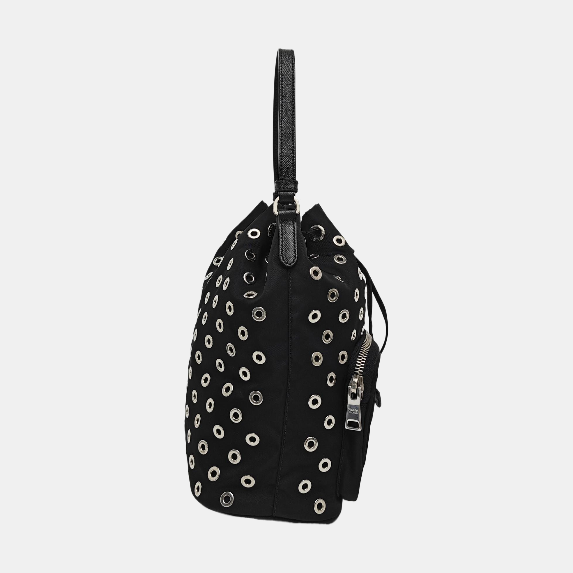 Nylon Bucket Bag Black