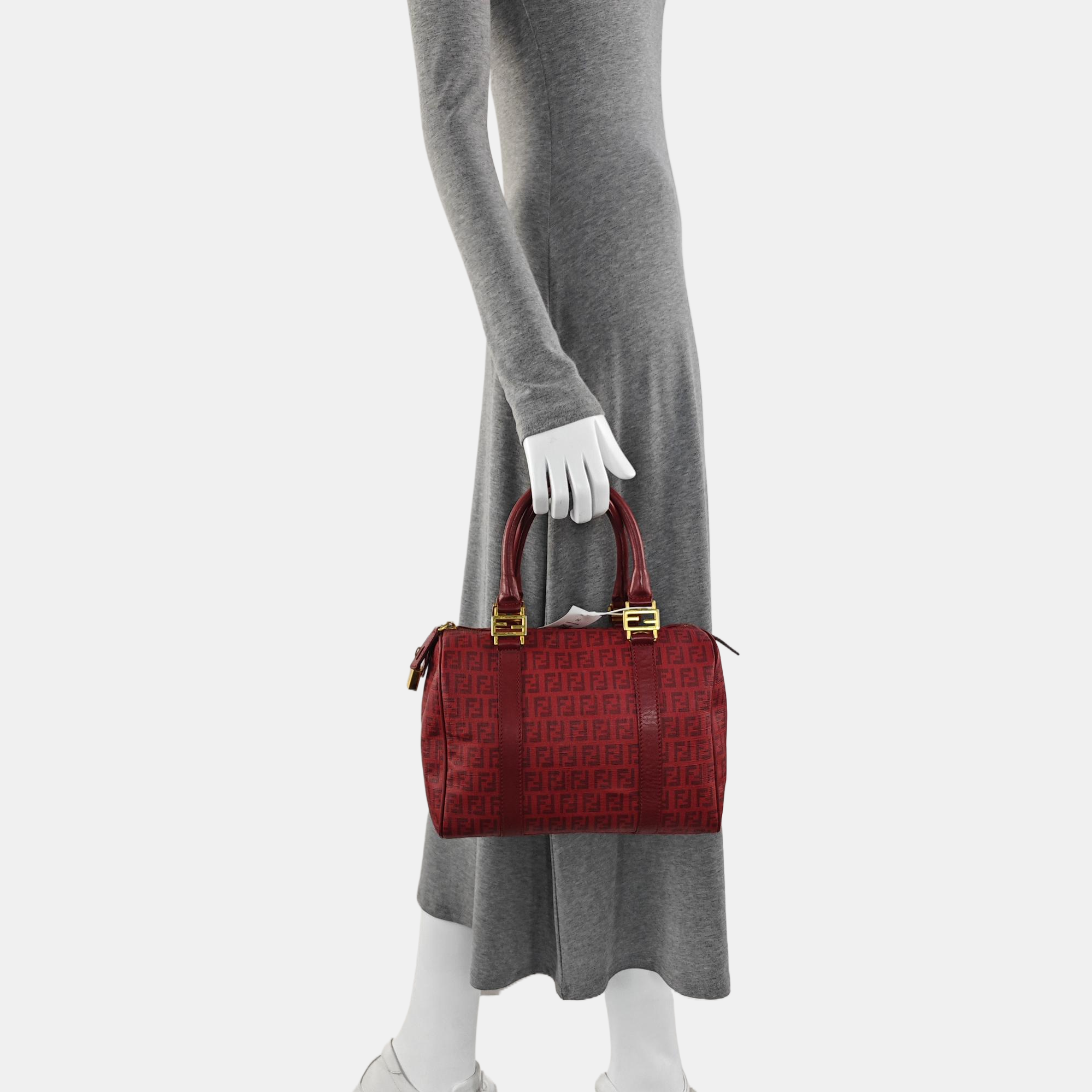 Coated Canvas Top Handle Bag Red