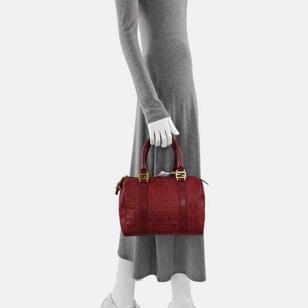 Coated Canvas Top Handle Bag Red