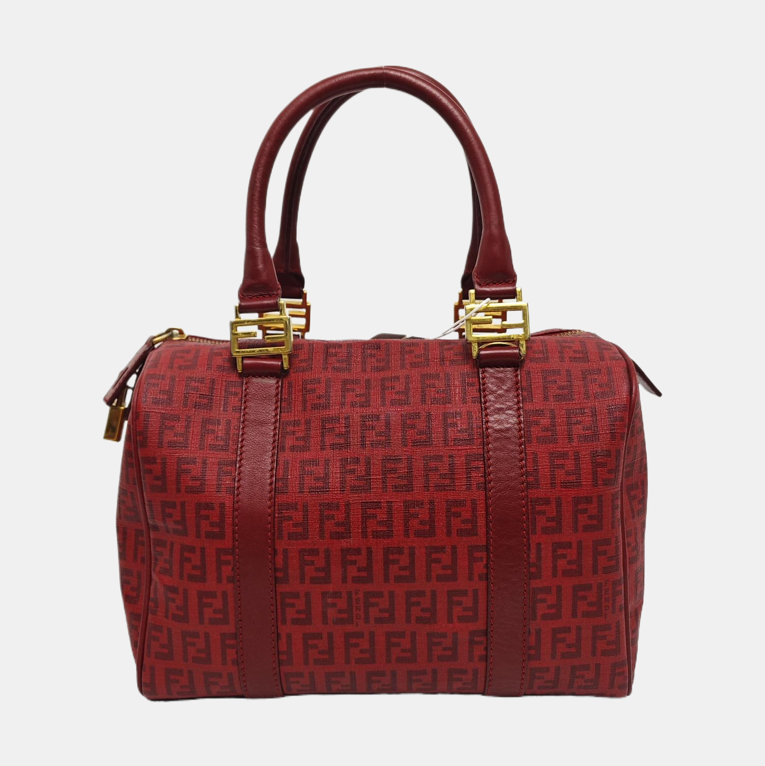 Coated Canvas Top Handle Bag Red