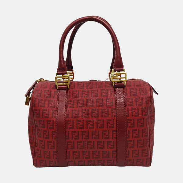 Coated Canvas Top Handle Bag Red