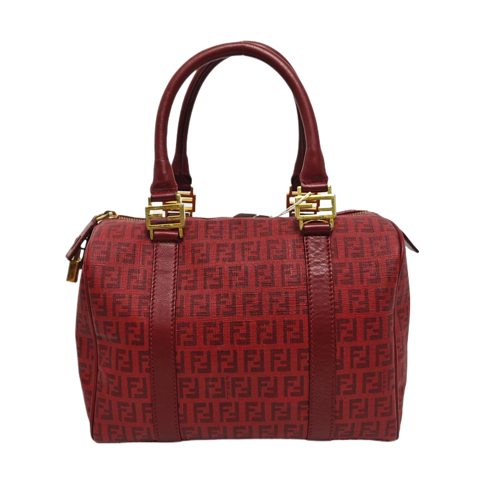 Coated Canvas Top Handle Bag Red