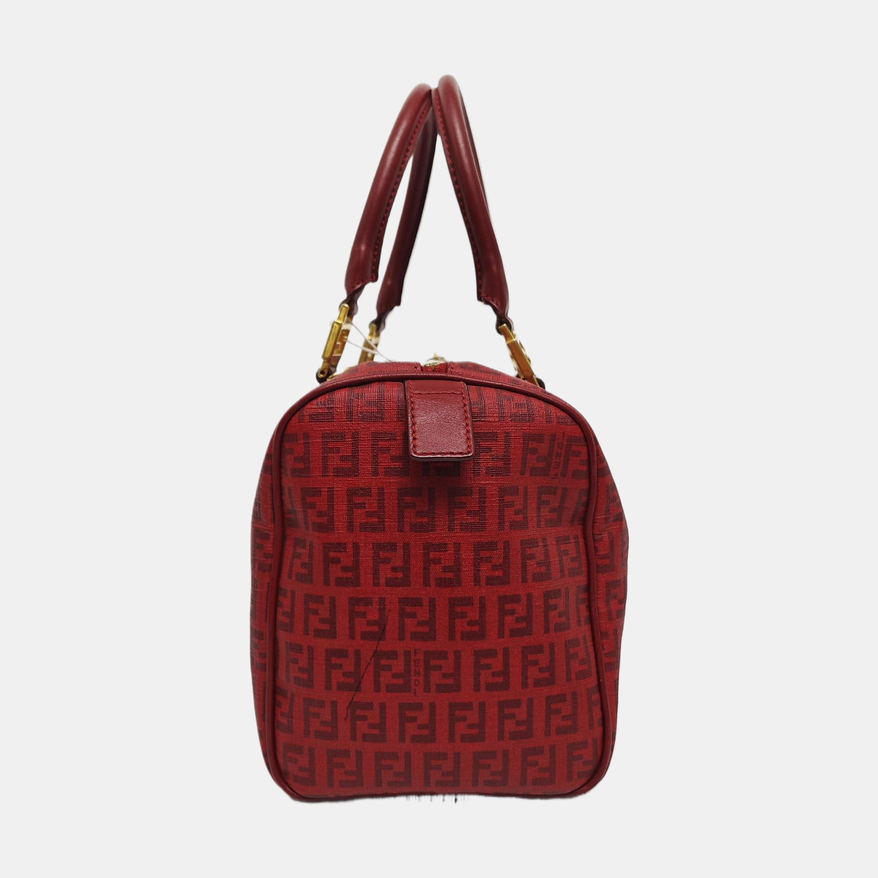 Coated Canvas Top Handle Bag Red