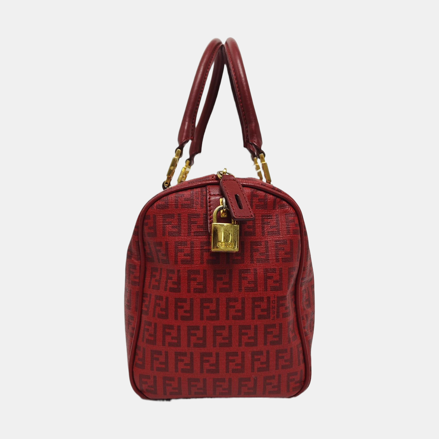 Coated Canvas Top Handle Bag Red