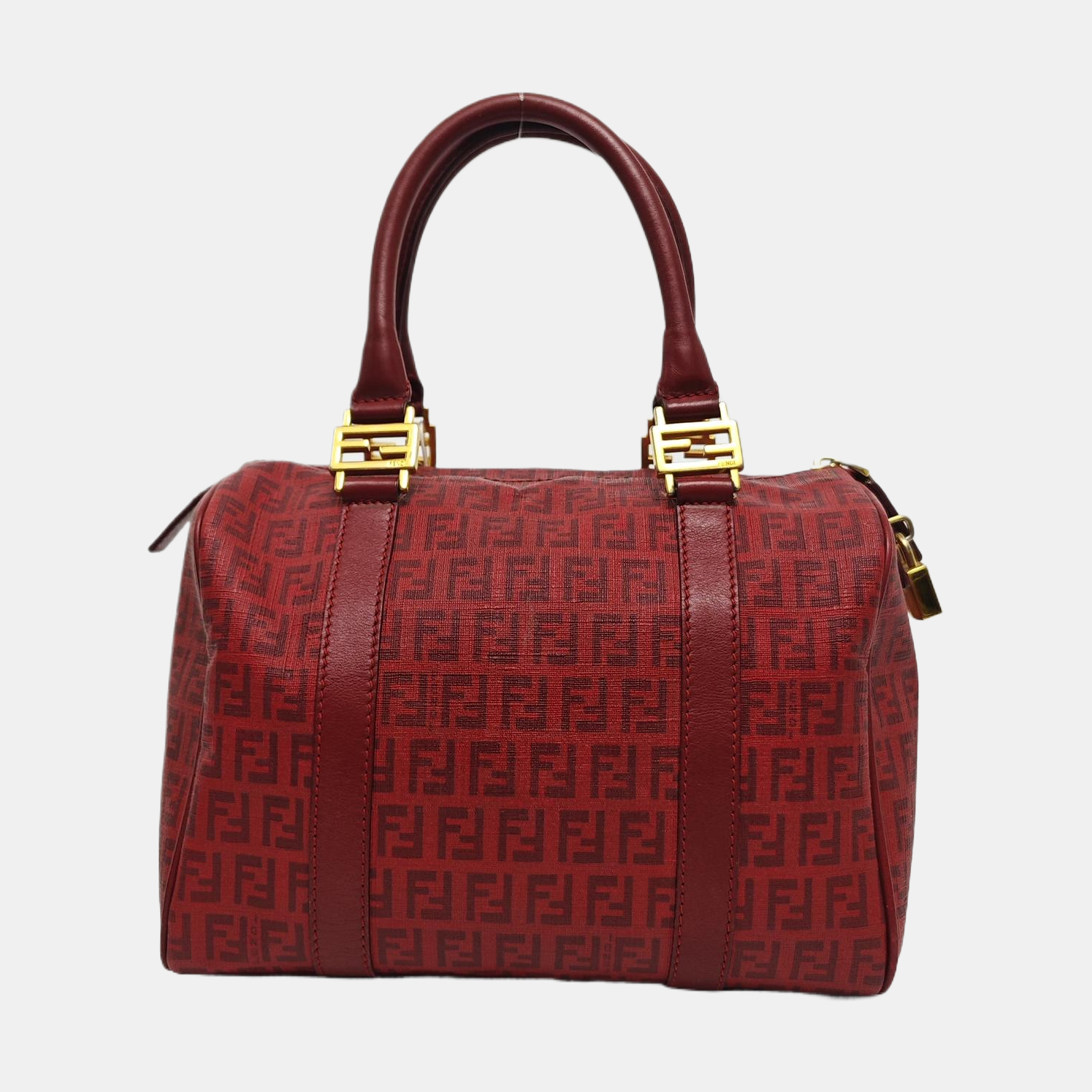 Coated Canvas Top Handle Bag Red