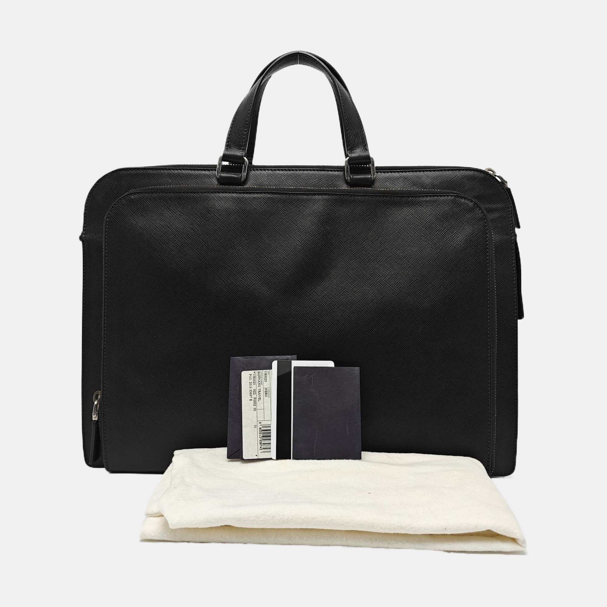 Saffiano Calfskin Top Handle Bag Black