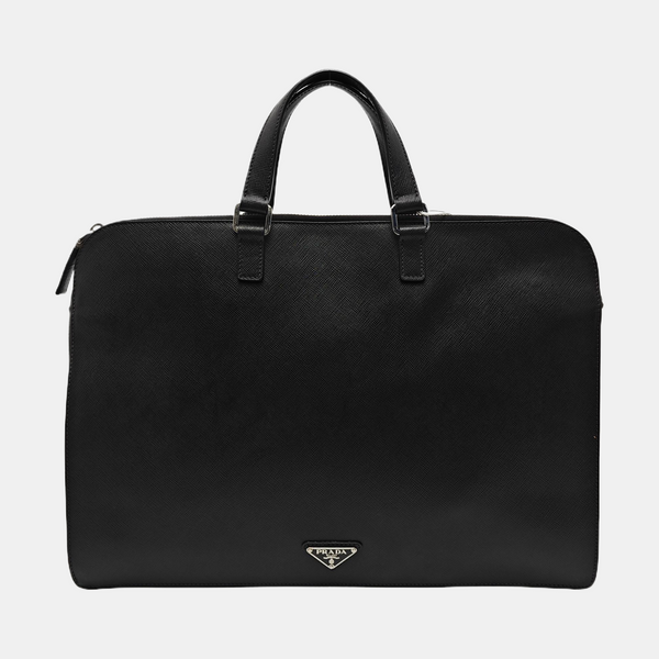 Saffiano Calfskin Top Handle Bag Black