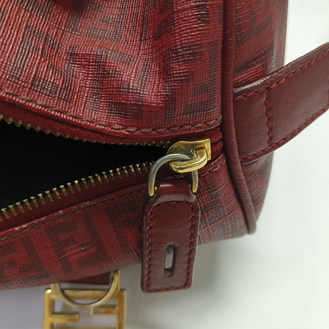 Coated Canvas Top Handle Bag Red