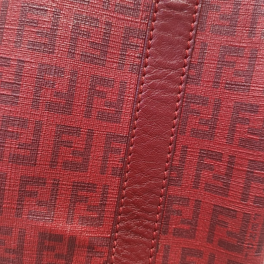 Coated Canvas Top Handle Bag Red