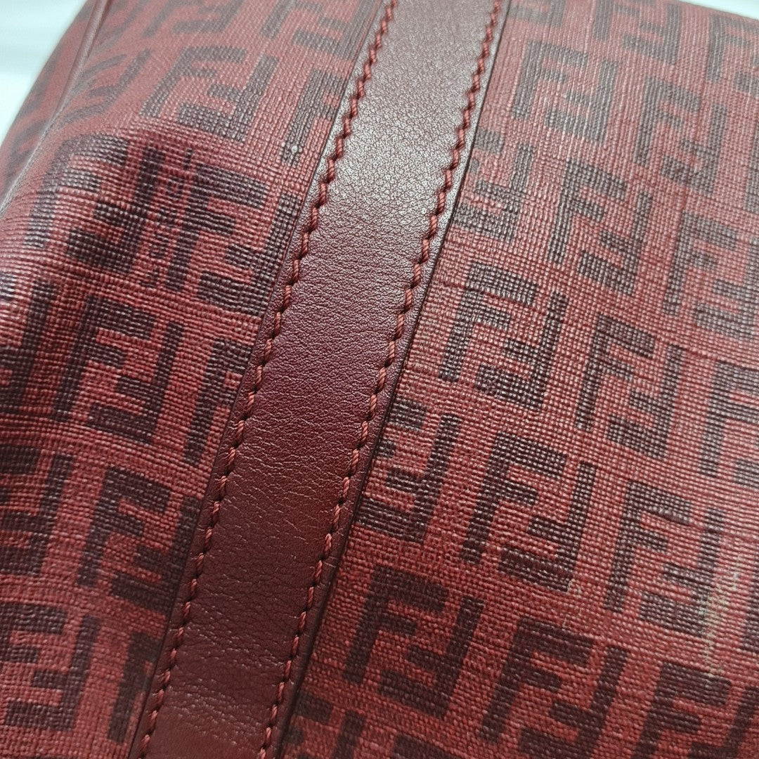Coated Canvas Top Handle Bag Red