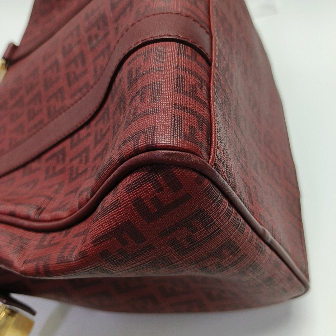 Coated Canvas Top Handle Bag Red