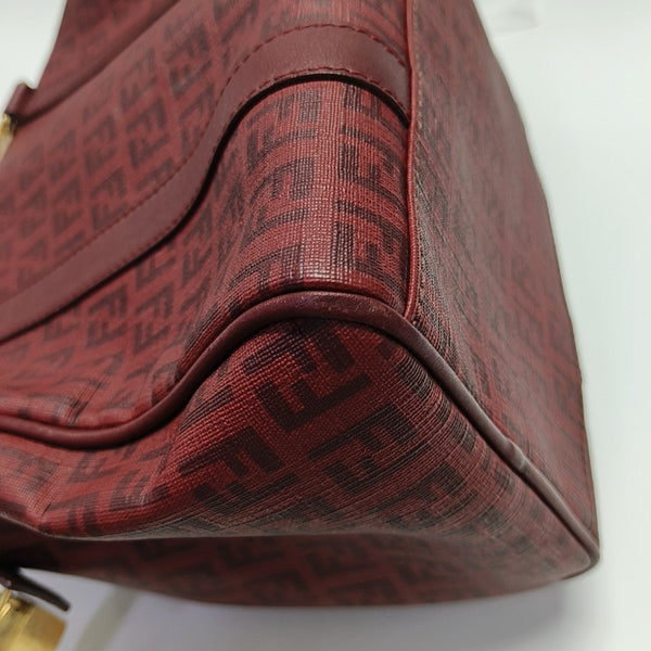 Coated Canvas Top Handle Bag Red