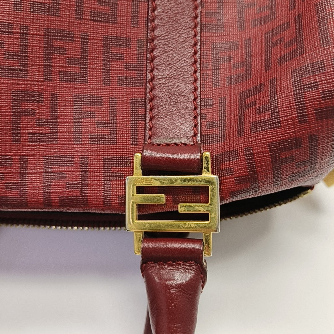 Coated Canvas Top Handle Bag Red