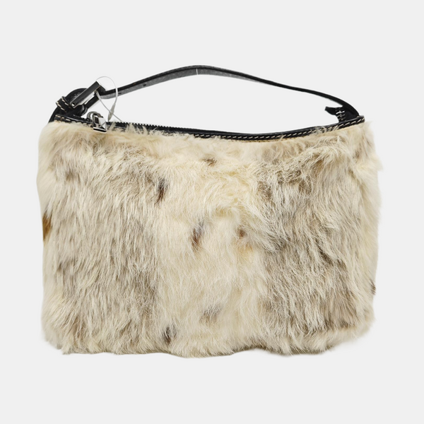 Fur Top Handle Bag Beige