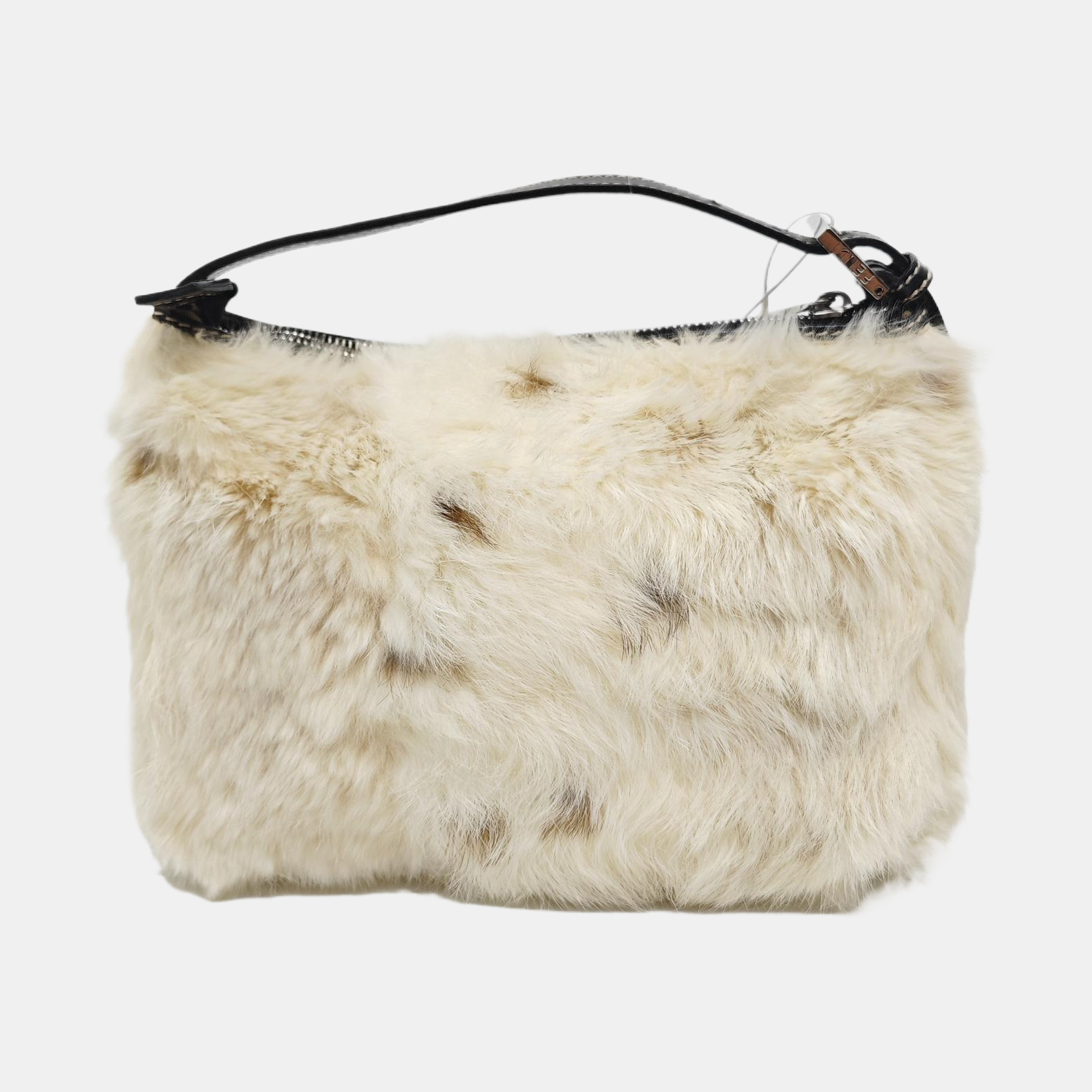 Fur Top Handle Bag Beige