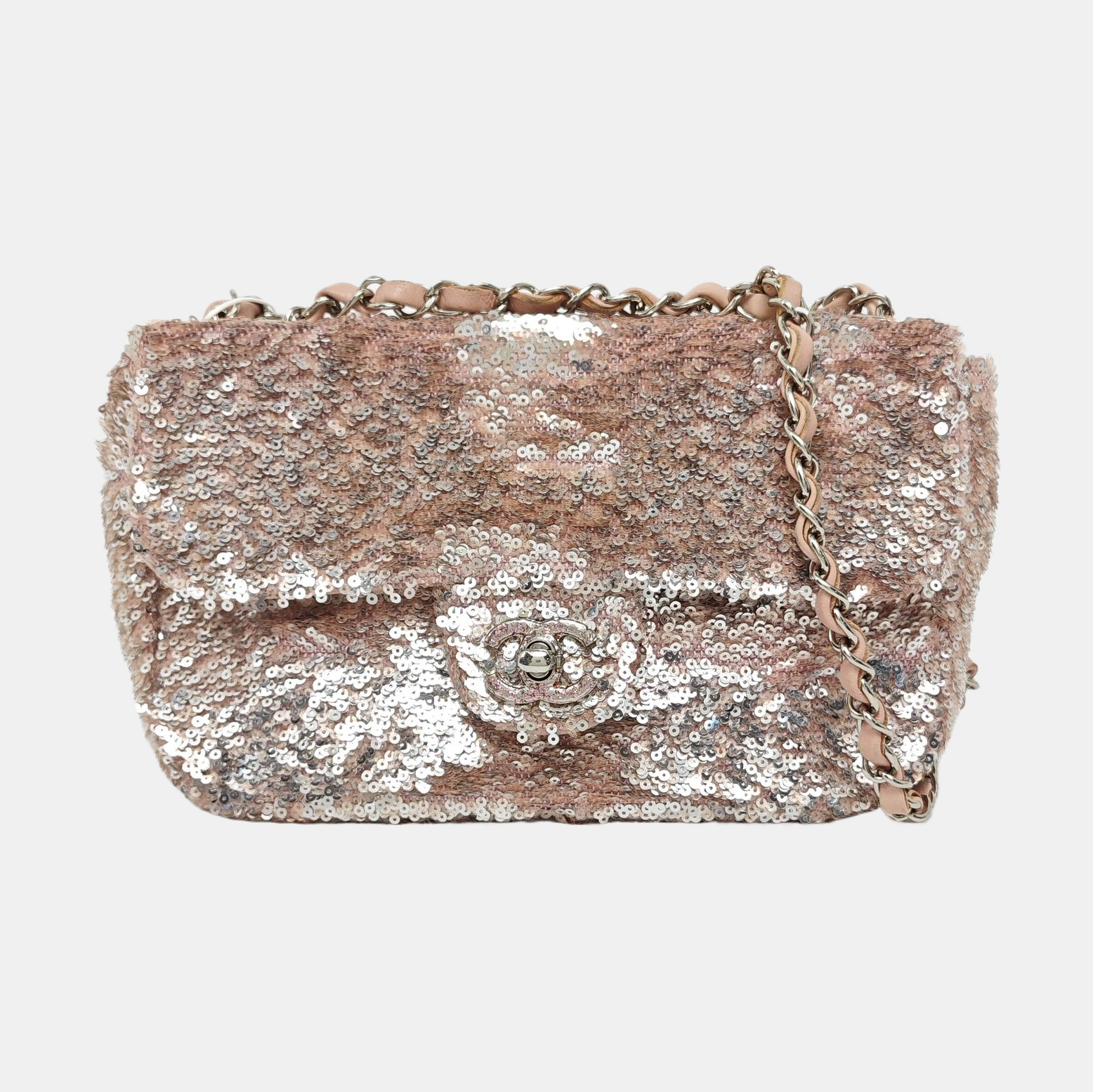 CLASSIC FLAP Mini Sequins Pink