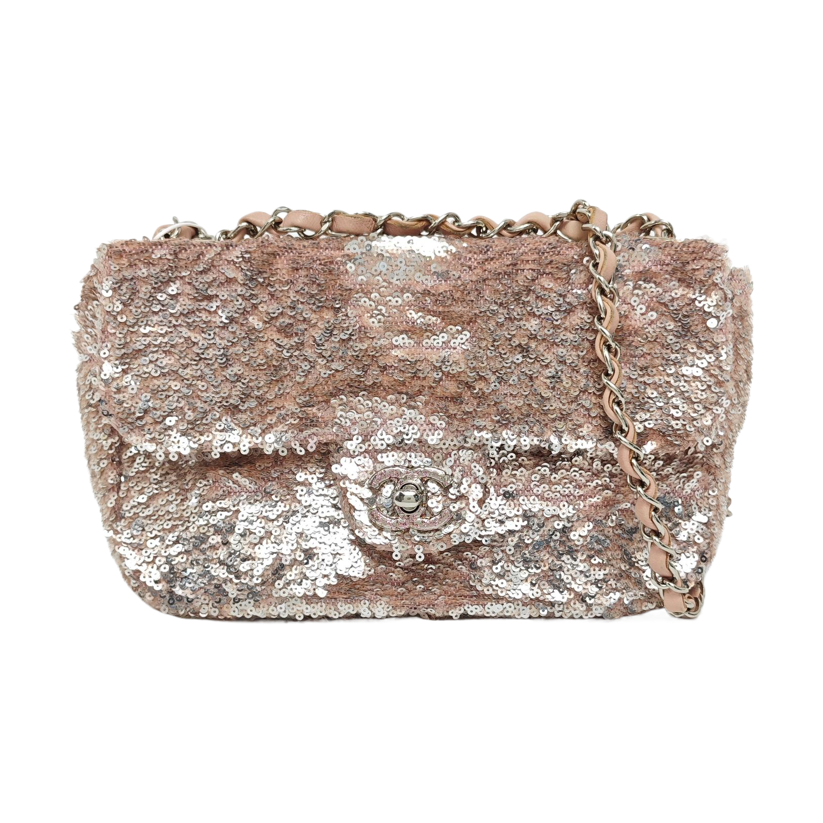 CLASSIC FLAP Mini Sequins Pink