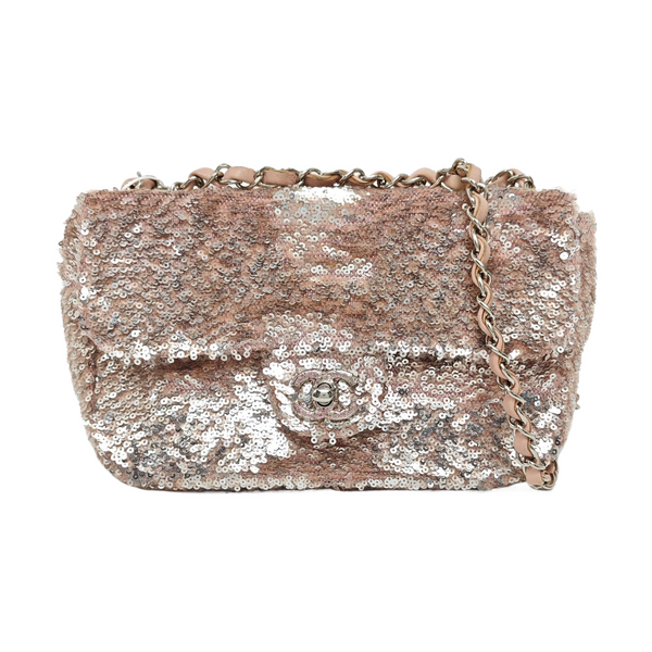 CLASSIC FLAP Mini Sequins Pink