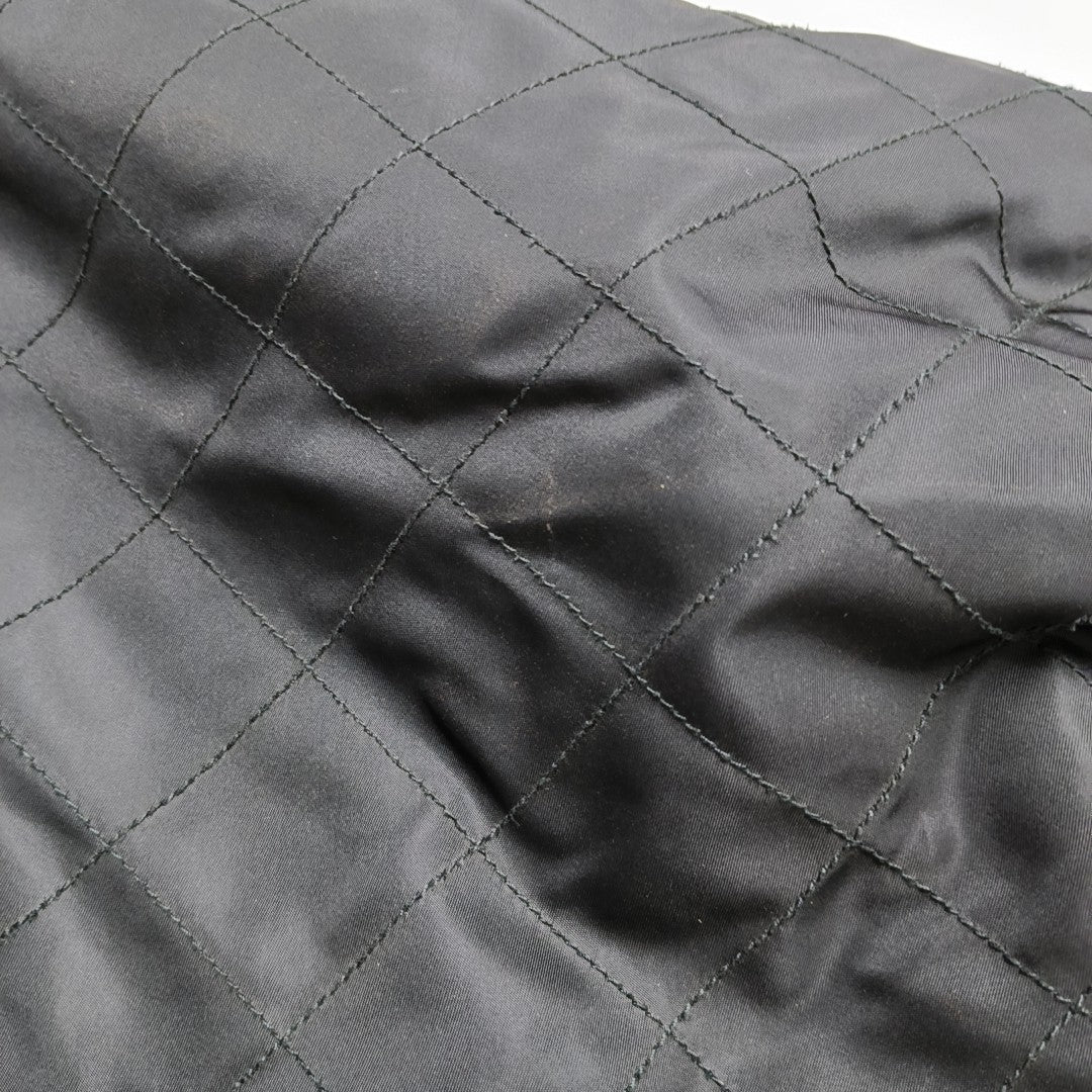 Quilted Nylon Top Handle Bag Black
