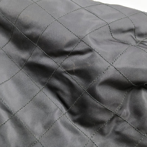 Quilted Nylon Top Handle Bag Black
