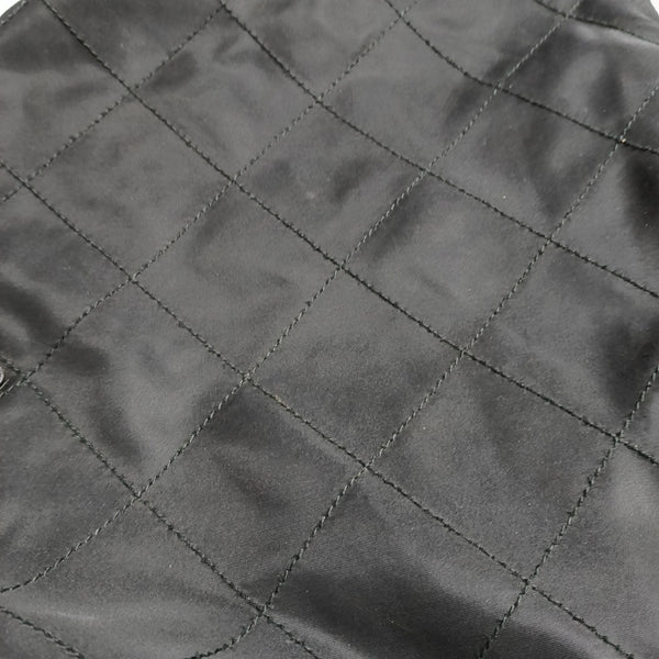 Quilted Nylon Top Handle Bag Black