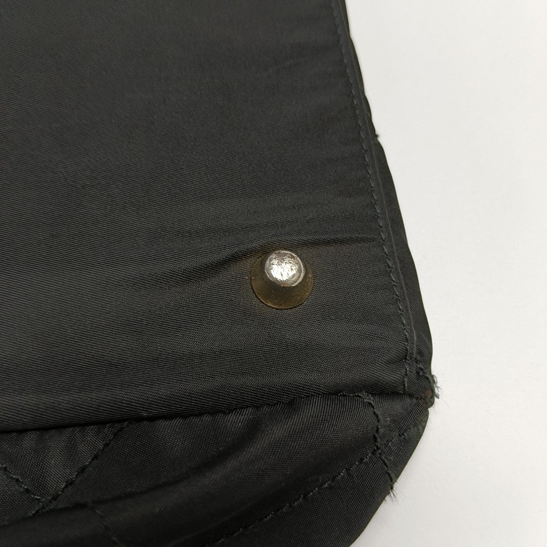 Quilted Nylon Top Handle Bag Black