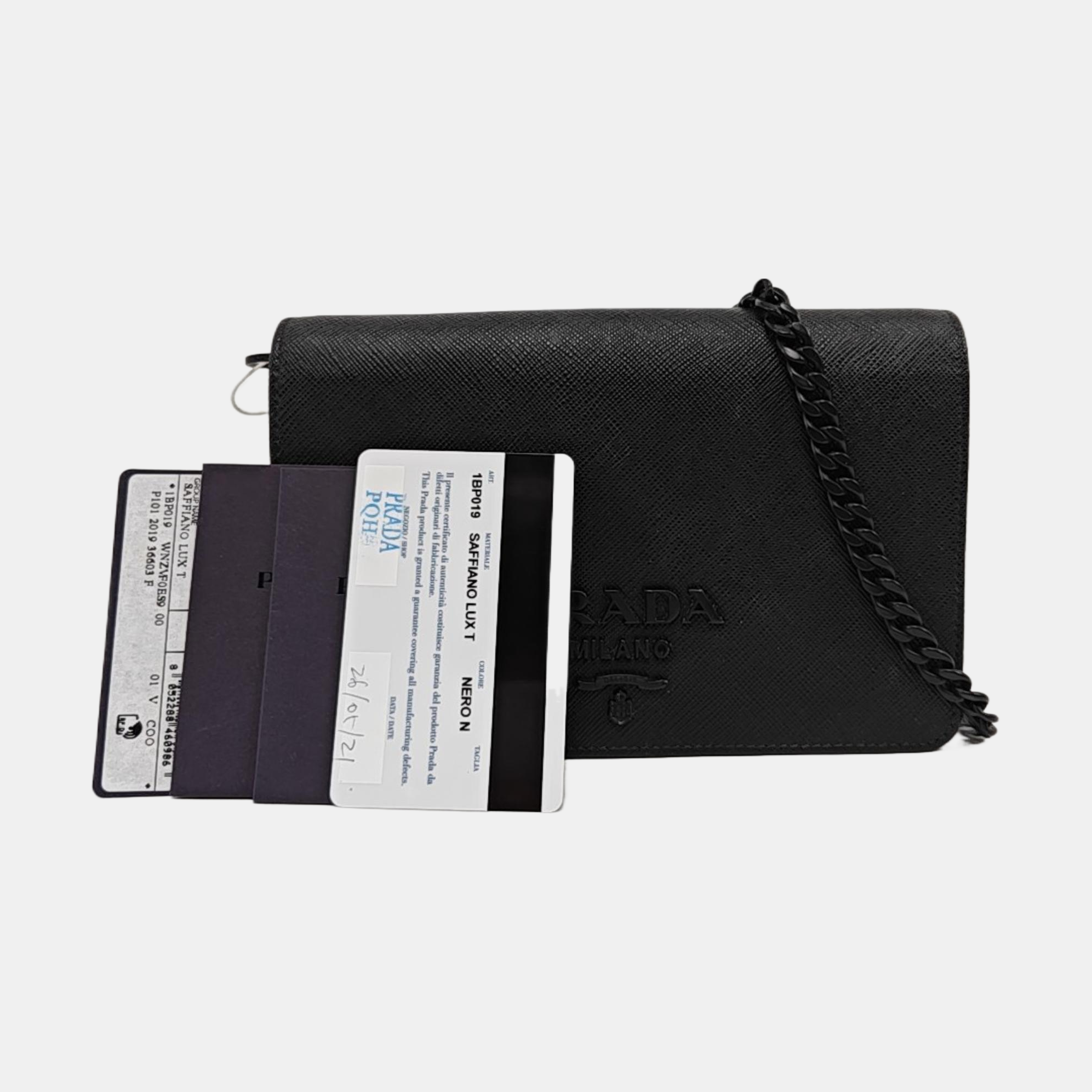 Saffiano Calfskin Shoulder Bag Mini Black
