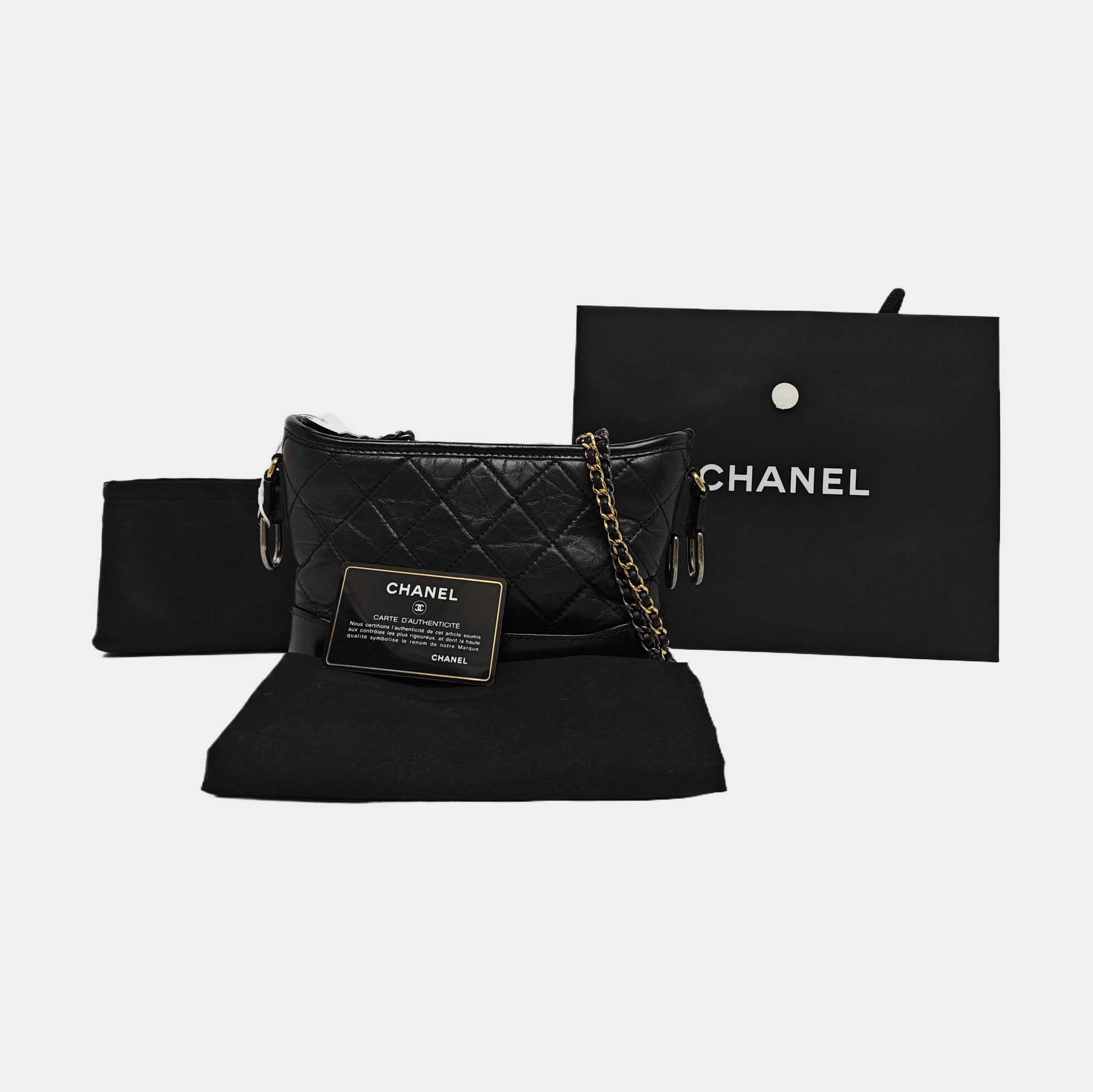 GABRIELLE Small Quilted Vintage Calf Black