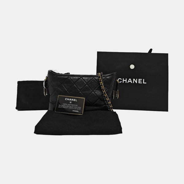 GABRIELLE Small Quilted Vintage Calf Black