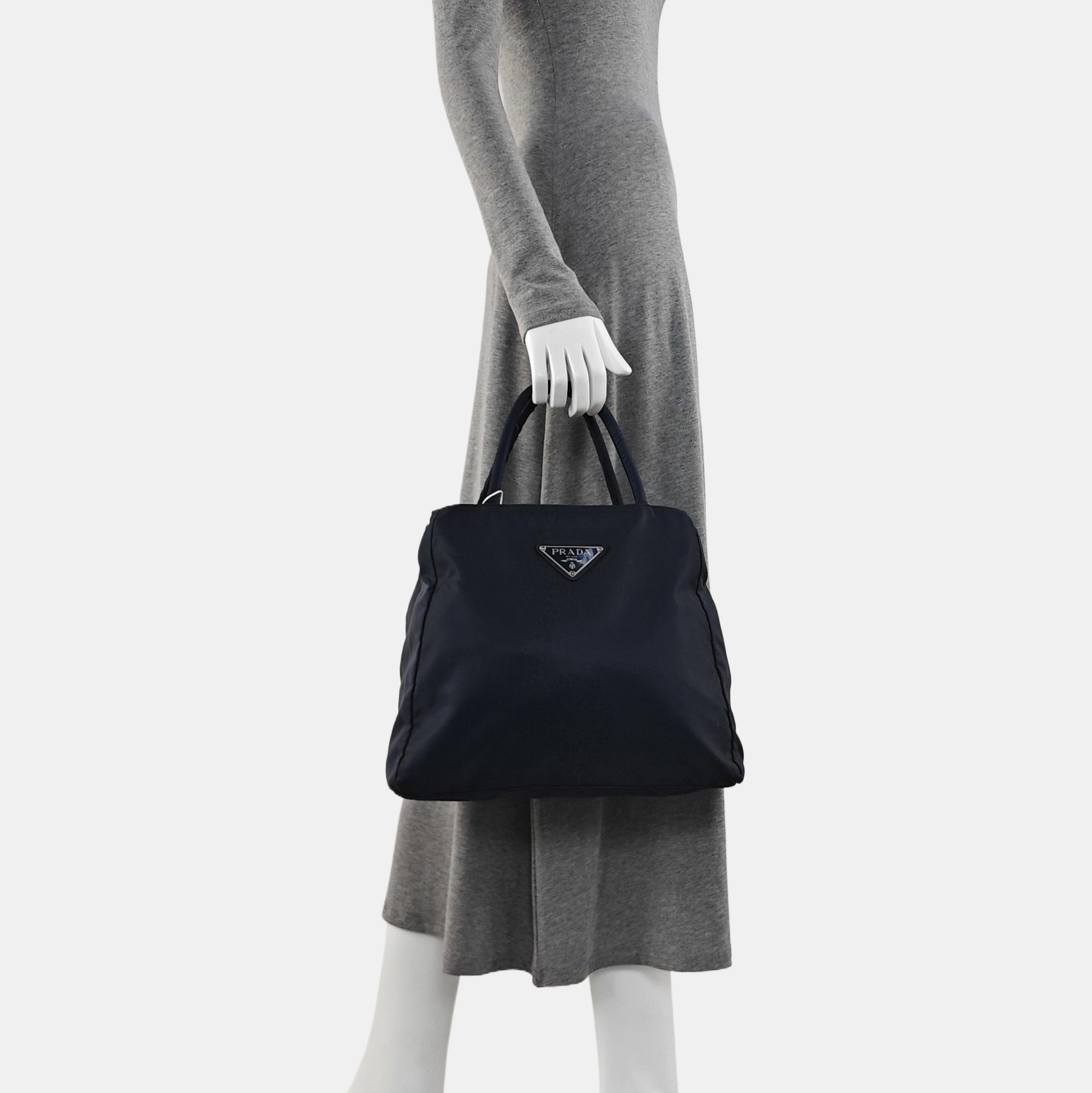 Nylon Top Handle Bag Black