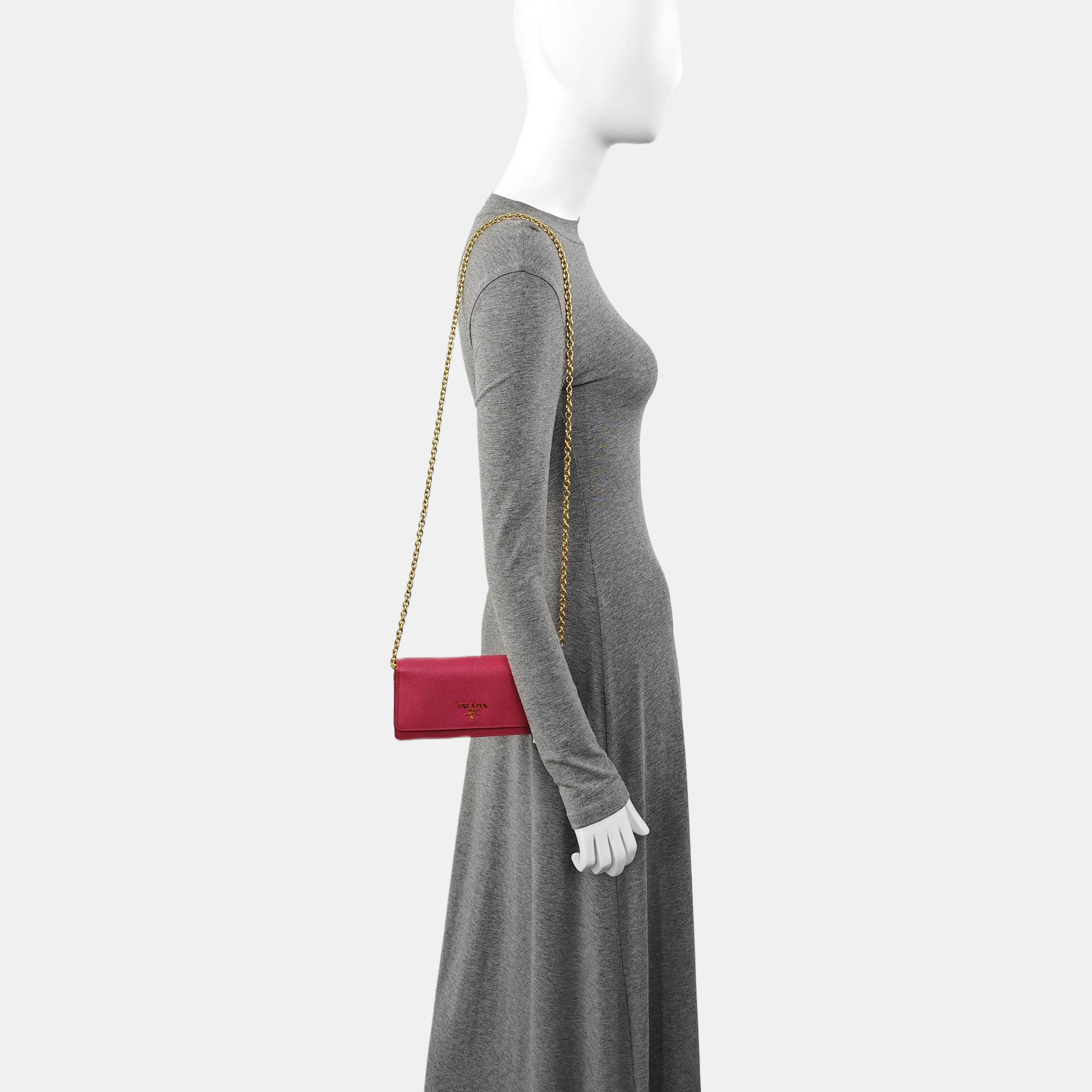 Saffiano Calfskin Shoulder Bag Red