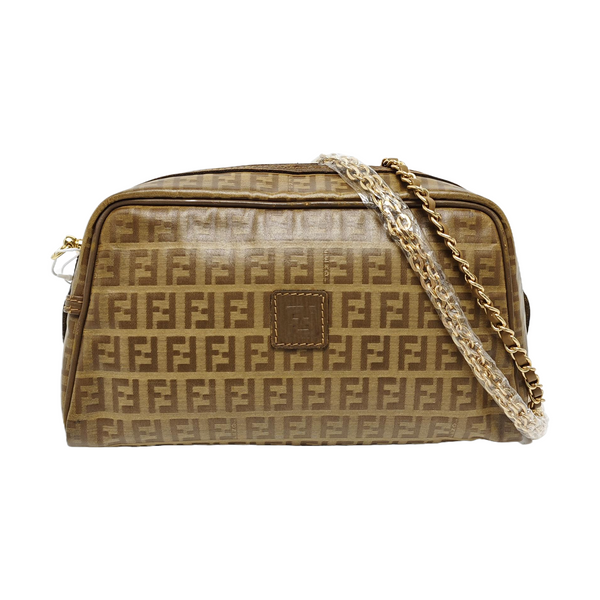 Coated Canvas Clutch Brown