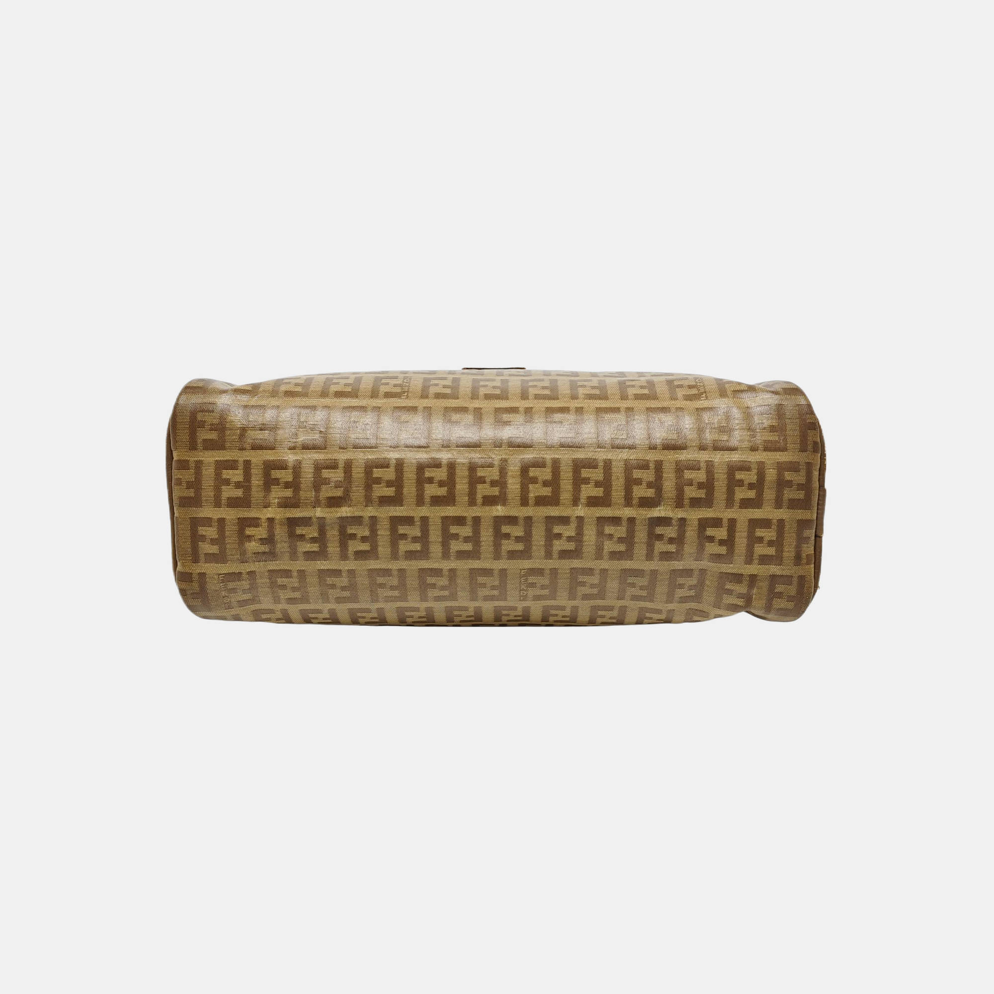 Coated Canvas Clutch Brown