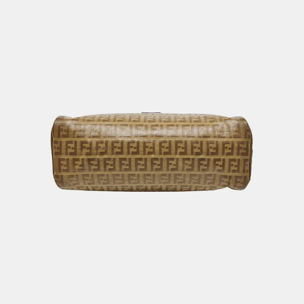 Coated Canvas Clutch Brown