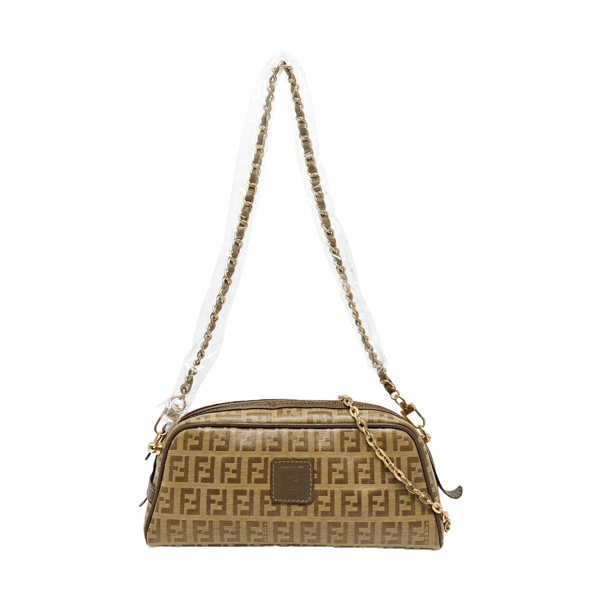 Coated Canvas Clutch Brown