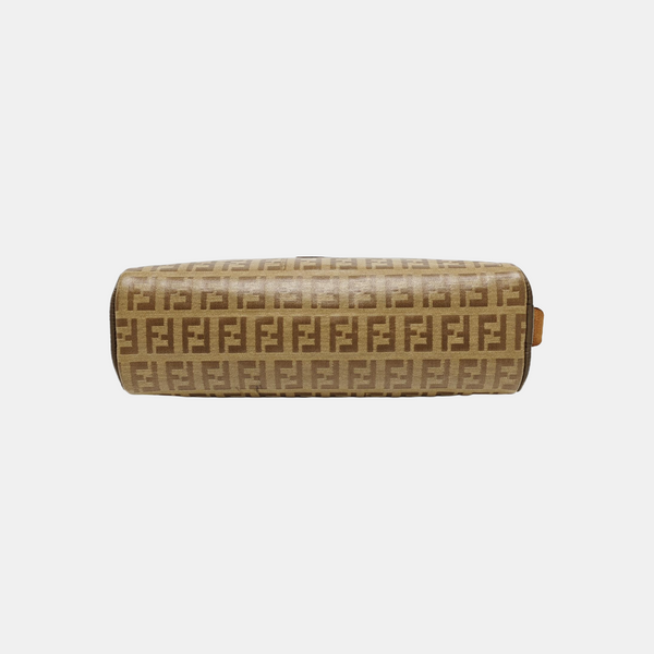 Coated Canvas Clutch Brown