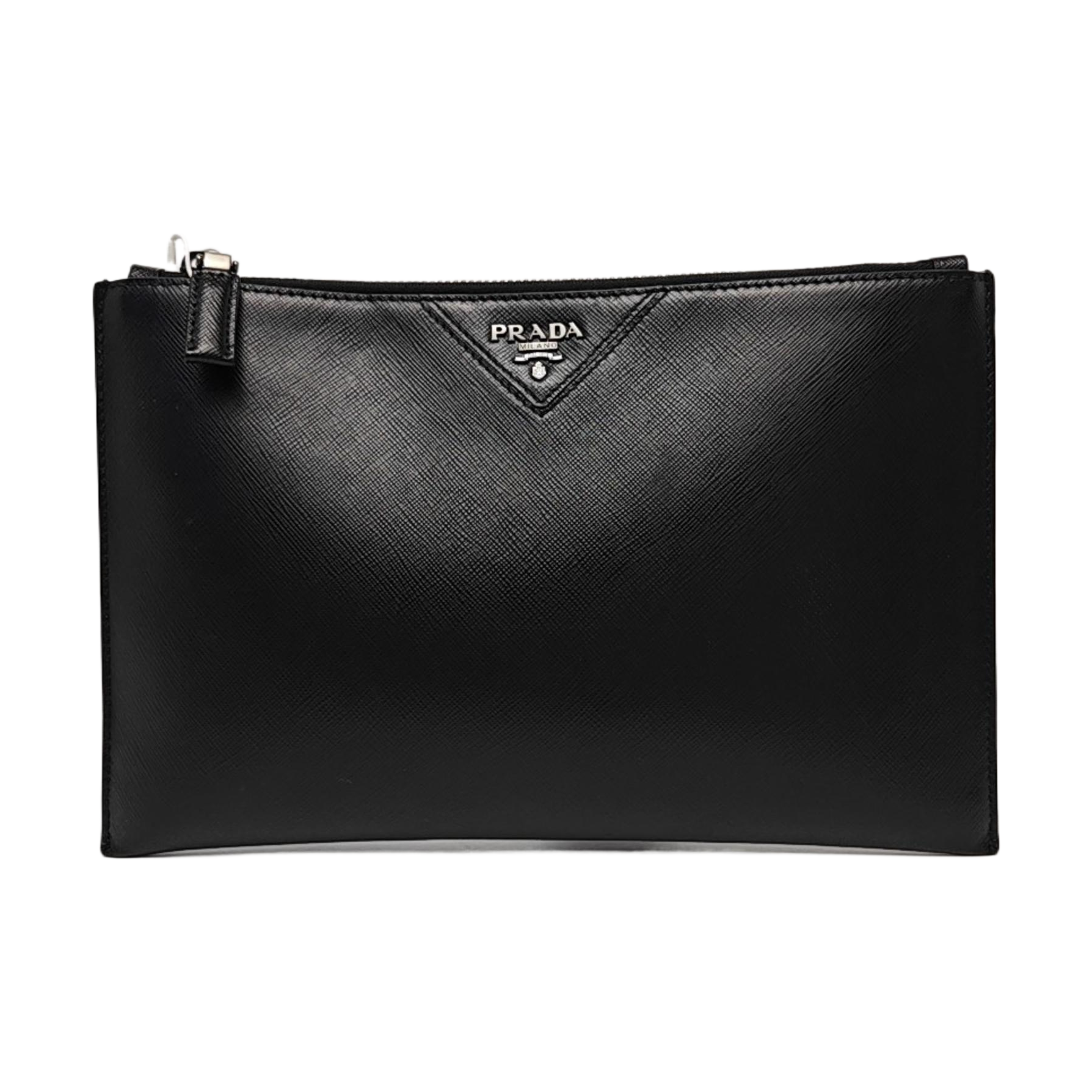 Saffiano Calfskin Clutch Black