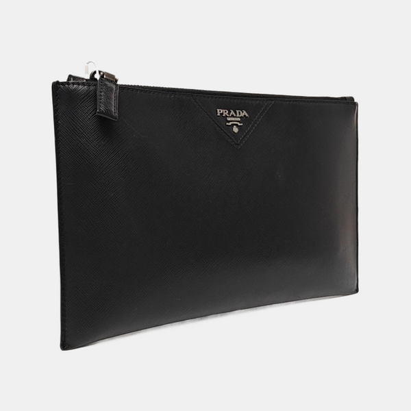Saffiano Calfskin Clutch Black