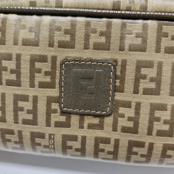 Coated Canvas Clutch Brown