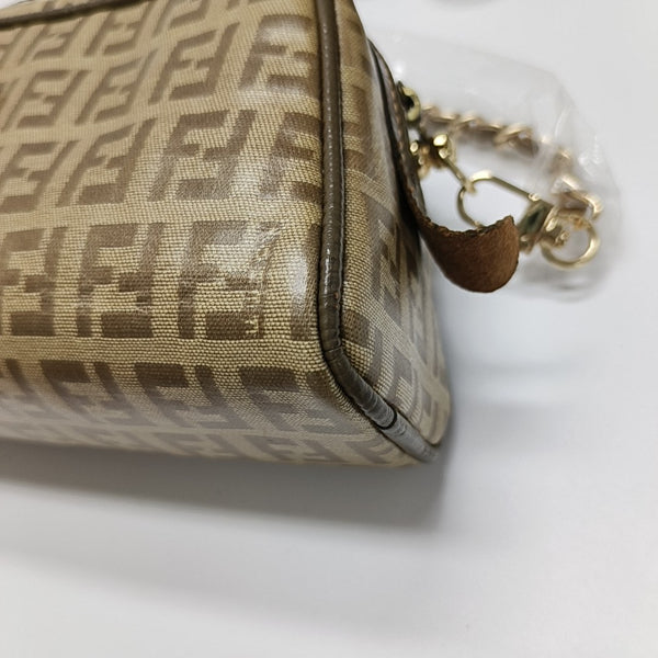 Coated Canvas Clutch Brown