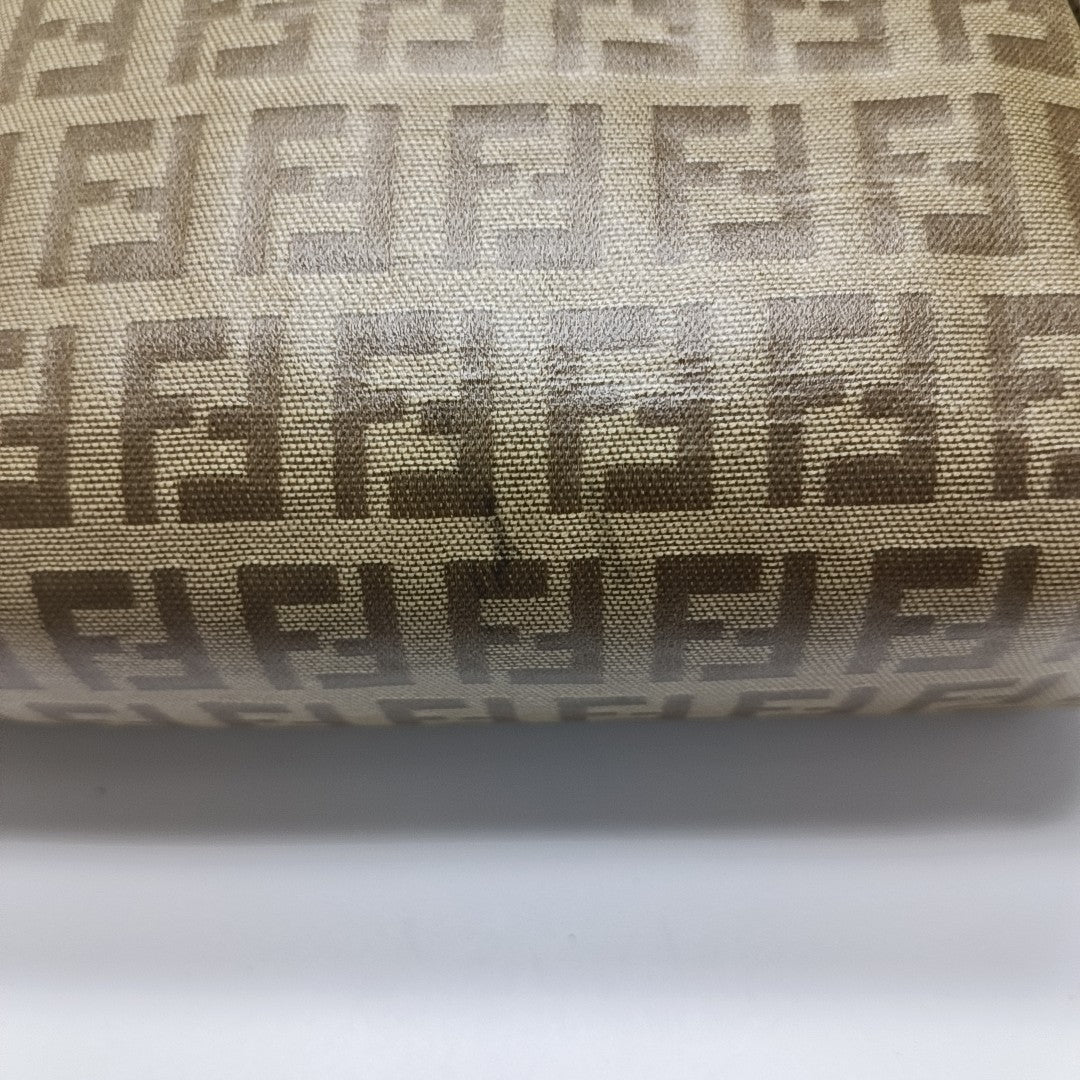 Coated Canvas Clutch Brown