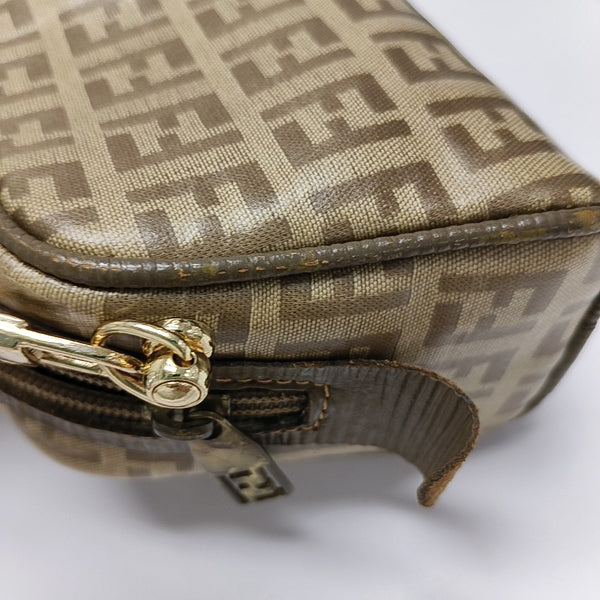 Coated Canvas Clutch Brown