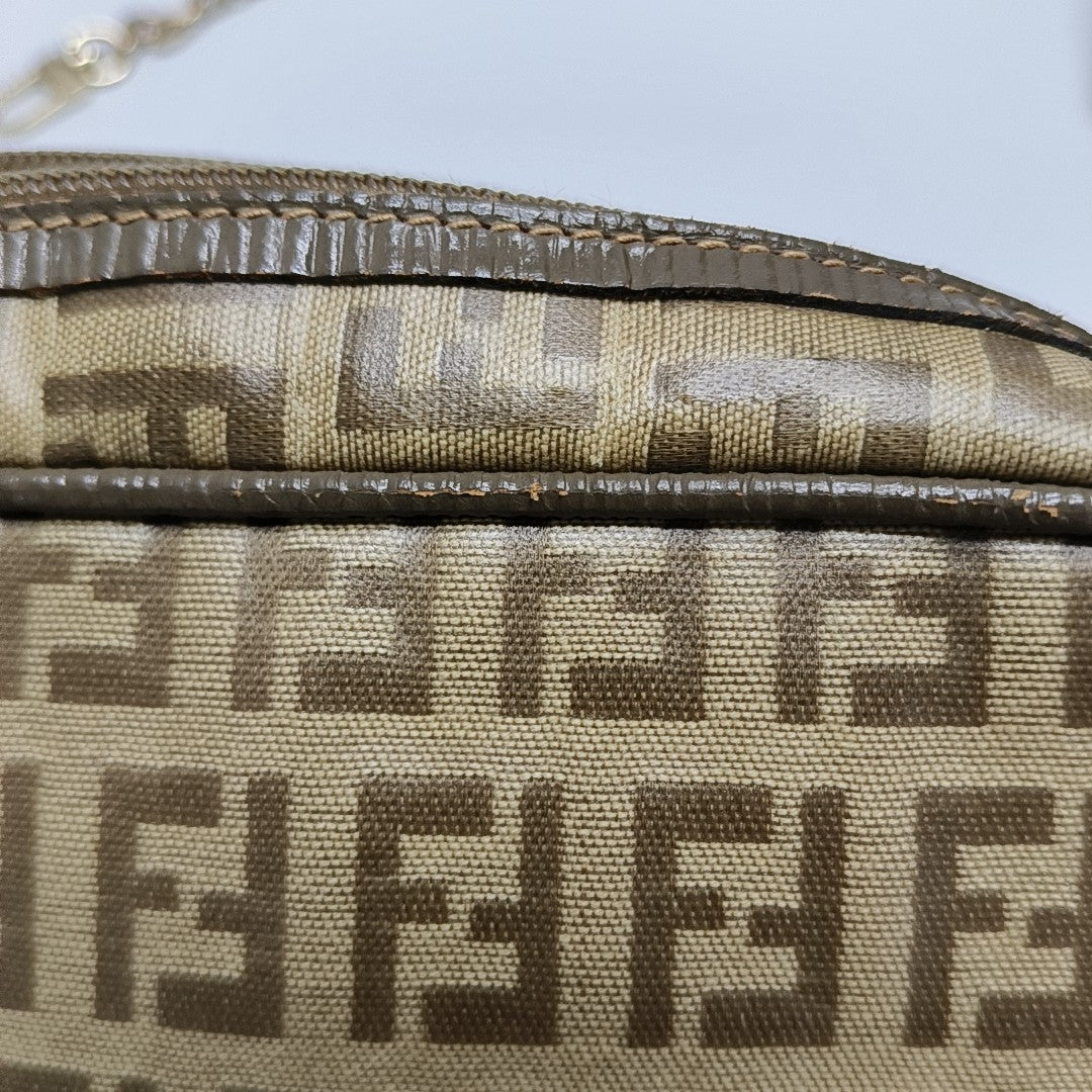 Coated Canvas Clutch Brown