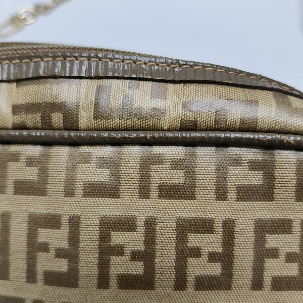 Coated Canvas Clutch Brown