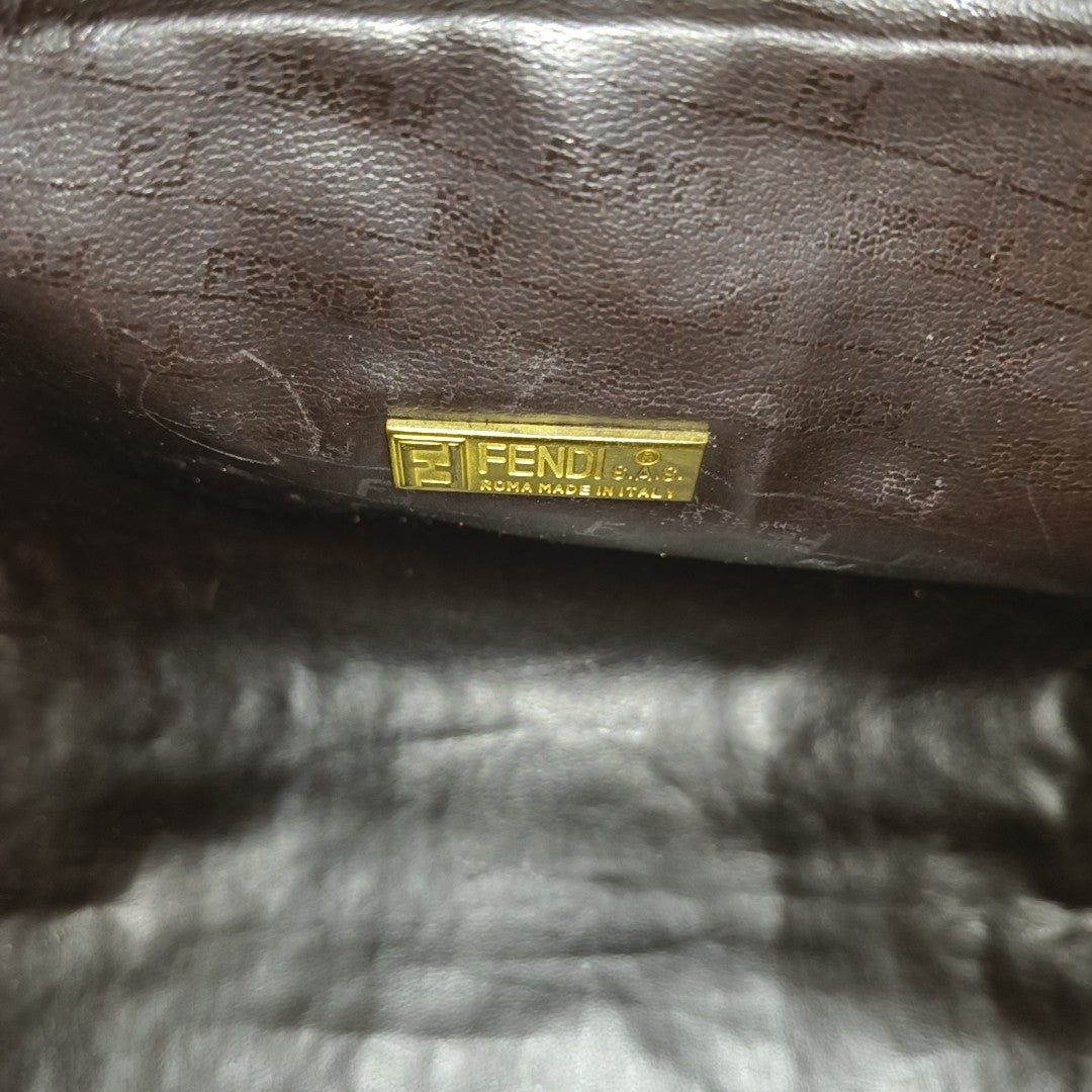 Coated Canvas Clutch Brown