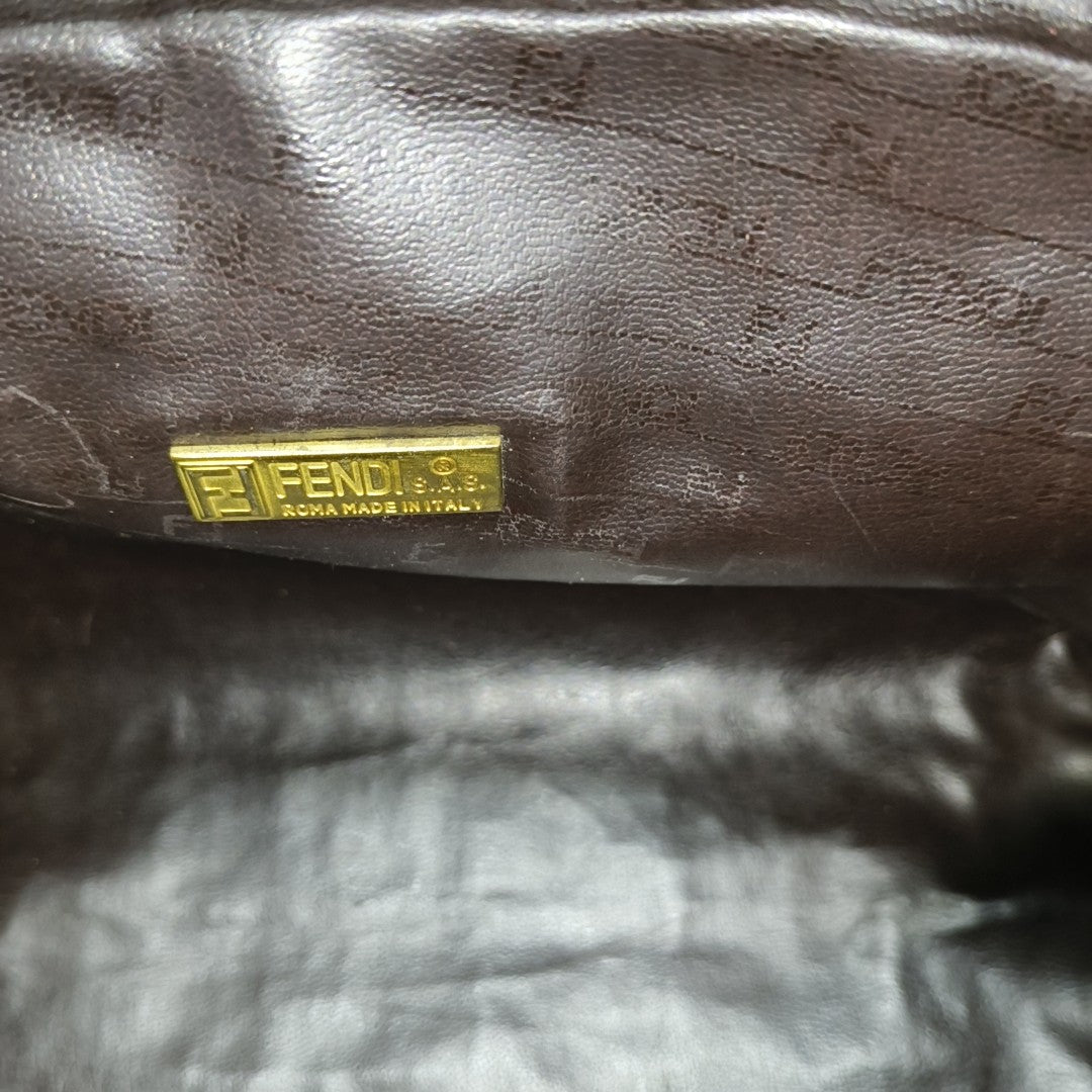 Coated Canvas Clutch Brown