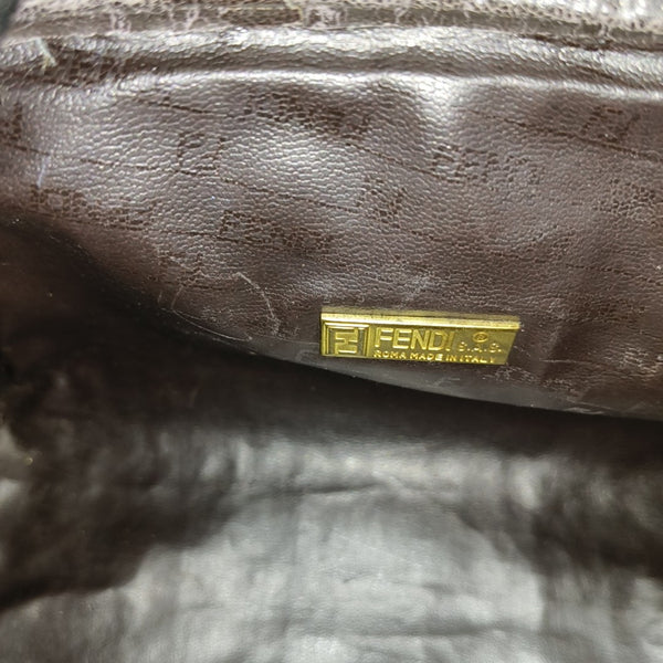 Coated Canvas Clutch Brown