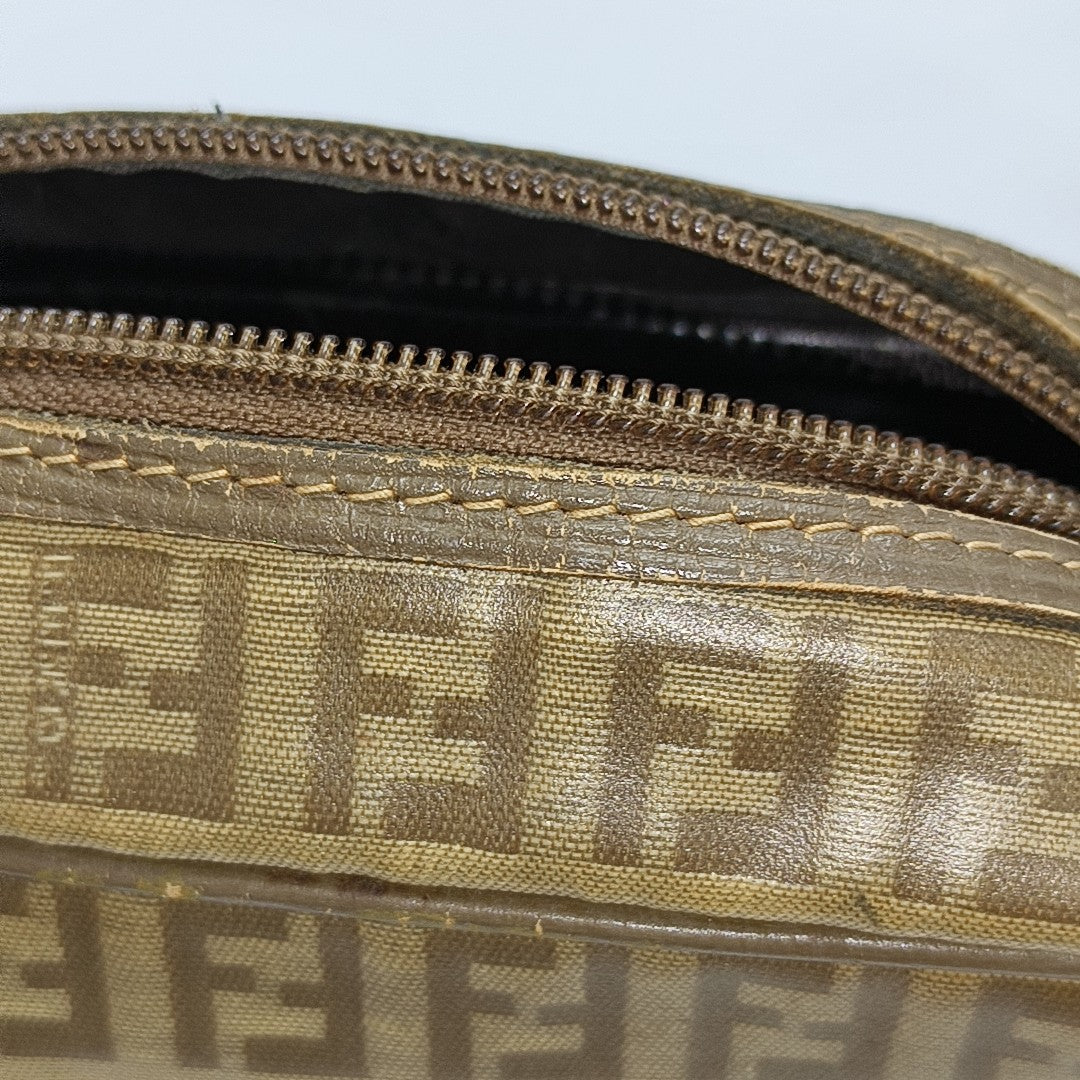 Coated Canvas Clutch Brown